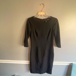 Women’s White House Black Market solid black dress 3/4 sleeve zip in back size 4